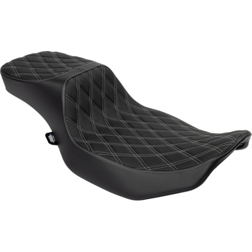 Drag Specialties - Drag Specialties Performance Predator 2-Up Seat with Extended Reach - Double Diamond - Silver Thread - 0801-1942