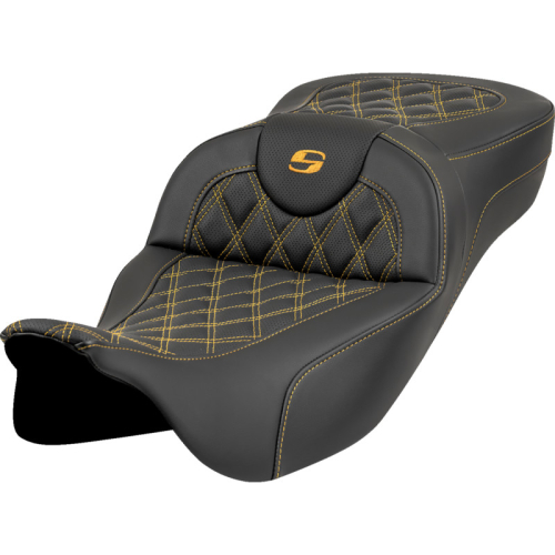 Saddlemen - Saddlemen Extended Reach Roadsofa LS Seat without Drivers Backrest - Gold Stitching - 808-07B-18407