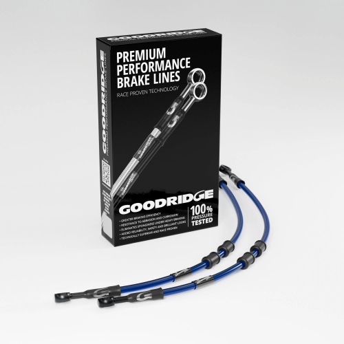 Goodridge - Goodridge GR Powersports SS Race Front Brake Line Kit - Black Stainless Steel - Electric Blue - KW0905-2FCBK-EB