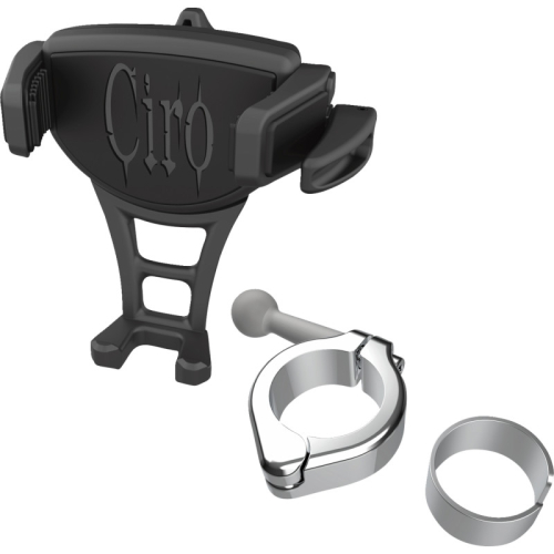 Ciro - Ciro Constrictor Phone Holder - Black - Chrome 1-1/8in. | 1-1/4in. Handlebar Mount - 50354