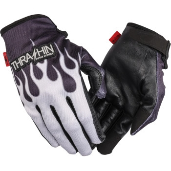 Thrashin Supply Company - Thrashin Supply Company Stealth Leather Palm Flame Gloves - SV1-22-11
