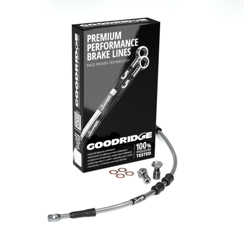 Goodridge - Goodridge GR Powersports SS Front Brake Line Kit - Stainless Steel - Clear - HD0115-1FC-CL6