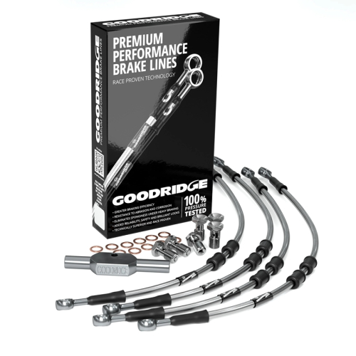 Goodridge - Goodridge GR Powersports SS Front Brake Line Kit - Stainless Steel - Clear - HD0100-4FC-CL4