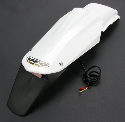 UFO Plastics - UFO Plastics Enduro Rear Fender with Light - White - HU03314#041
