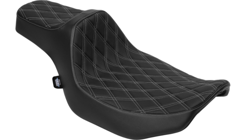 Drag Specialties - Drag Specialties Extended Reach Predator III Seat - Double Diamond - Silver Thread - 0801-2060