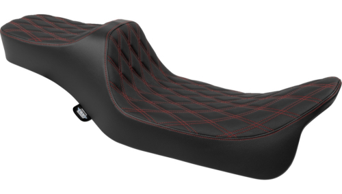 Drag Specialties - Drag Specialties Extended Reach Predator III 2-Up Seat - Double Diamond - Red Thread - 0801-1925