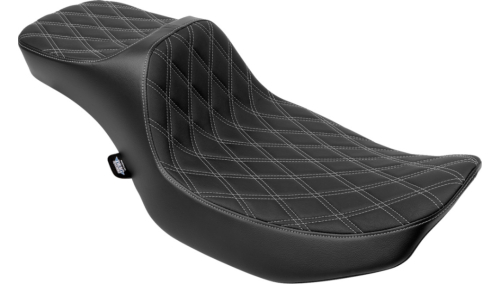 Drag Specialties - Drag Specialties Extended Reach Predator III 2-Up Seat - Double Diamond - Silver Thread - 0801-2035