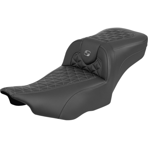 Saddlemen - Saddlemen Extended Reach RoadSofa Tri-Gripper Seat without Drivers Backrest - Gray Stitching - 823-07-21102