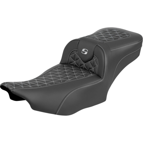Saddlemen - Saddlemen Extended Reach RoadSofa Tri-Gripper Seat without Drivers Backrest - Silver Stitching - 823-07-21105