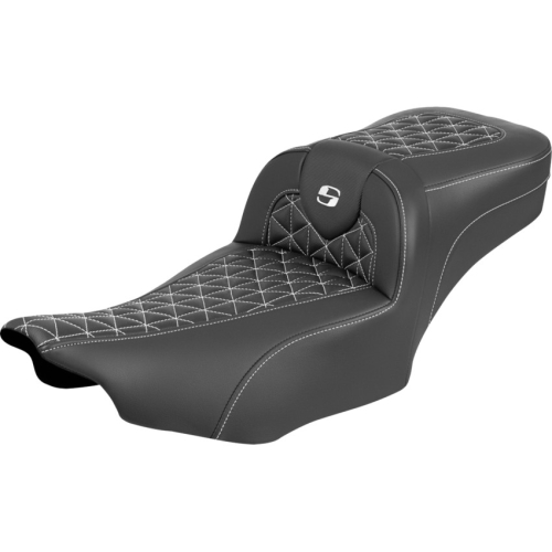 Saddlemen - Saddlemen Extended Reach RoadSofa Tri-Gripper Seat without Drivers Backrest - White Stitching - 823-07-21106