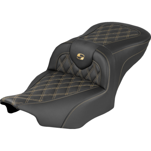Saddlemen - Saddlemen Extended Reach RoadSofa LS Seat without Drivers Backrest - Gold Stitching - 823-07-18407