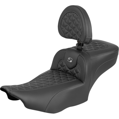 Saddlemen - Saddlemen Extended Reach RoadSofa Tri-Gripper Seat with Drivers Backrest - Gray Stitching - 823-07-211B2