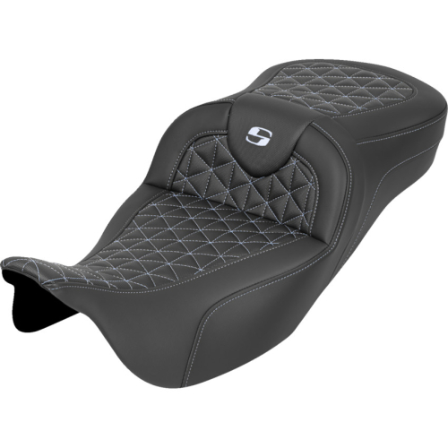 Saddlemen - Saddlemen Extended Reach RoadSofa Tri-Gripper Seat without Drivers Backrest - Silver Stitching - 808-07B-21105
