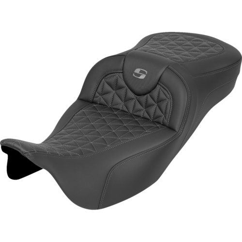 Saddlemen - Saddlemen Extended Reach RoadSofa Tri-Gripper Seat without Drivers Backrest - Gray Stitching - 808-07B-21102