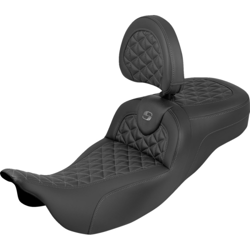 Saddlemen - Saddlemen Extended Reach RoadSofa Tri-Gripper Seat with Drivers Backrest - Gray Stitching - 808-07B-211B2
