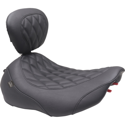 Mustang - Mustang Wide Tripper Solo Seat with Driver Backrest - Black/Black Stitching - 89503