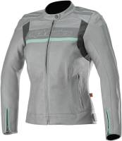 Alpinestars - Alpinestars Stella Dyno V2 Womens Leather Jacket - 3112518-904-48 Cool Gray/Aqua Size 12 - Image 1