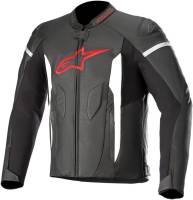 Alpinestars - Alpinestars Faster Leather Jacket - 3103618-1303-58 Black/Bright Red Size 58 - Image 1