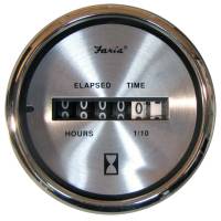 Faria Beede Instruments - Faria Spun Silver 2" Hourmeter Gauge - Analog - Image 1