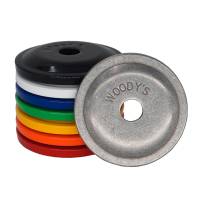 Woodys - Woodys Round Grand Digger Aluminum Support Plates - 5/16in. - Hi-viz Yellow (48pk.) - ARG-3830-48 - Image 1