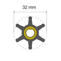 Albin Pump Marine - Albin Pump Premium Impeller Kit - 32 x 8 x 12mm - 6 Blade - Single Flat Insert - Image 1