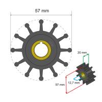 Albin Pump Marine - Albin Pump Premium Impeller Kit 57 x 12.7 x 20mm - 12 Blade - Key Insert - Image 2