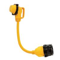 Camco - Camco 30 Amp Power Grip Marine 18" Dogbone - M-Lock/90F-Locking Adapter - Image 1