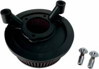 Arlen Ness - Arlen Ness Billet Sucker Stage I Air Filter Kit with Steel Cover - Smooth Black - Red Filter - 18-329 - Image 3