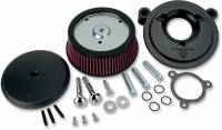 Arlen Ness - Arlen Ness Billet Sucker Stage I Air Filter Kit with Steel Cover - Smooth Black - Red Filter - 18-325 - Image 1