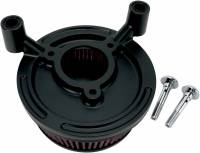 Arlen Ness - Arlen Ness Billet Sucker Stage I Air Filter Kit with Steel Cover - Smooth Black - Red Filter - 18-325 - Image 3