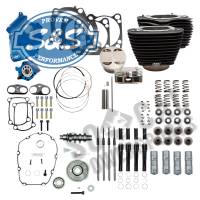 S&S Cycle - S&S Cycle 124in. Power Package - Gear Cam, Oil Cooled, Black Pushrods, Wrinkle Black w/o Highlighted Fins - 310-1059A - Image 1