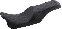 Drag Specialties - Drag Specialties Predator 2-Up Seats with Forward Double Diamond Positioning - Silver Thread - 0801-1266 - Image 1