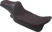 Drag Specialties - Drag Specialties Predator III Extended Double Diamond Seats - Red Thread - 0801-1262 - Image 1