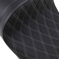 Drag Specialties - Drag Specialties EZ-On Mount Low-Profile Double Diamond Solo Seats - Silver Thread - 0801-1253 - Image 3