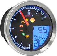Koso North America - Koso North America LCD Color Change Speedo And Tachometer - Silver Bezel - BA051201 - Image 1