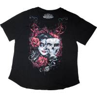 Lethal Threat - Lethal Threat Two Faced Catrina Womens T-Shirt - LA70204-3X - Image 1