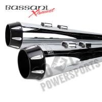 Bassani Manufacturing - Bassani Manufacturing 4in. Slip-On Megaphone Mufflers with 2 1/2in. Performance Baffles - Chrome with Fluted Black End Cap - FLH-517RL - Image 2