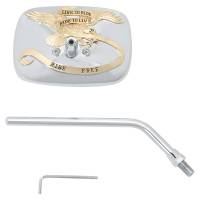 Emgo - Emgo Rectangular Mirror - Live to RIde, Chrome/Gold, 10mm Thread Right - 20-31759A - Image 1