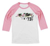 FMF Racing - FMF Racing Number 1 Raglan Womens 3/4 Sleeve T-Shirt - FA6419900-WPK-MD - Pink/White - Medium - Image 1