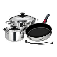 Magma - Magma Nesting 7-Piece Induction Compatible Cookware - Stainless Steel Exterior & Slate Black Ceramica Non-Stick Interior - Image 1