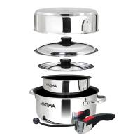 Magma - Magma Nesting 7-Piece Induction Compatible Cookware - Stainless Steel Exterior & Slate Black Ceramica Non-Stick Interior - Image 2