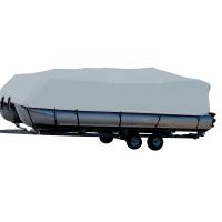 Carver by Covercraft - Carver Performance Poly-Guard Styled-to-Fit Boat Cover f/20.5&#39; Pontoons w/Bimini Top &amp; Rails - Grey - Image 1