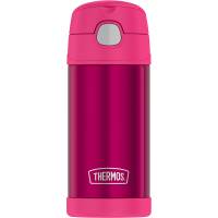 Thermos - Thermos FUNtainer&reg; Stainless Steel Insulated Pink Water Bottle w/Straw - 12oz - Image 1