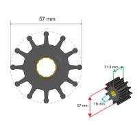 Albin Pump Marine - Albin Pump Premium Impeller Kit 57 x 16 x 31.5mm - 12 Blade - Spline Insert - Image 2
