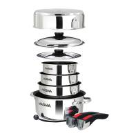 Magma - Magma Nesting 10-Piece Induction Compatible Cookware - SS Exterior & Slate Black Ceramica Non-Stick Interior - Image 2