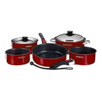 Magma - Magma Nesting 10-Piece Induction Compatible Cookware - Magma Red Exterior & Slate Black Ceramica Non-Stick Interior - Image 1