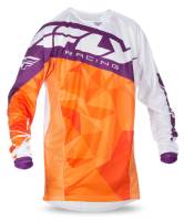 Fly Racing - Fly Racing Kinetic Crux Youth Jersey - 370-527YX - Orange/White/Purple - X-Large - Image 1