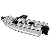 Carver by Covercraft - Carver Performance Poly-Guard Wide Series Styled-to-Fit Boat Cover f/16.5&#39; Aluminum V-Hull Boats w/Walk-Thru Windshield - Grey - Image 2