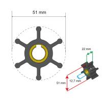 Albin Pump Marine - Albin Pump Premium Impeller Kit - 51 x 12.7 x 22mm - 6 Blade - Key Insert - Image 2