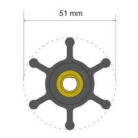 Albin Pump Marine - Albin Pump Premium Impeller Kit - 51 x 8 x 22mm - 6 Blade - Single Flat Insert - Image 1